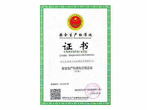 Safety production standardization certificate